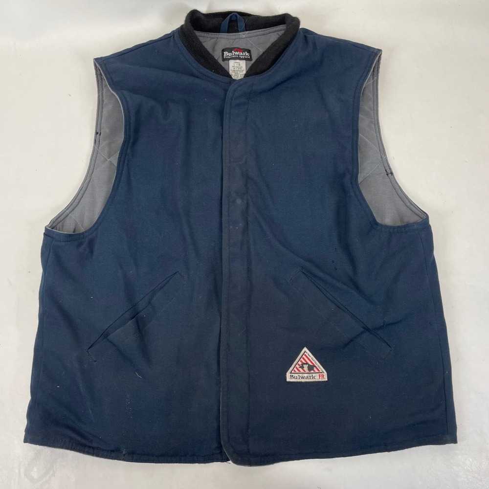 Bulwark FR Flame Resistant Work Vest Navy Blue Nomex IIIA‎ Quilted LNS2NV3 Large